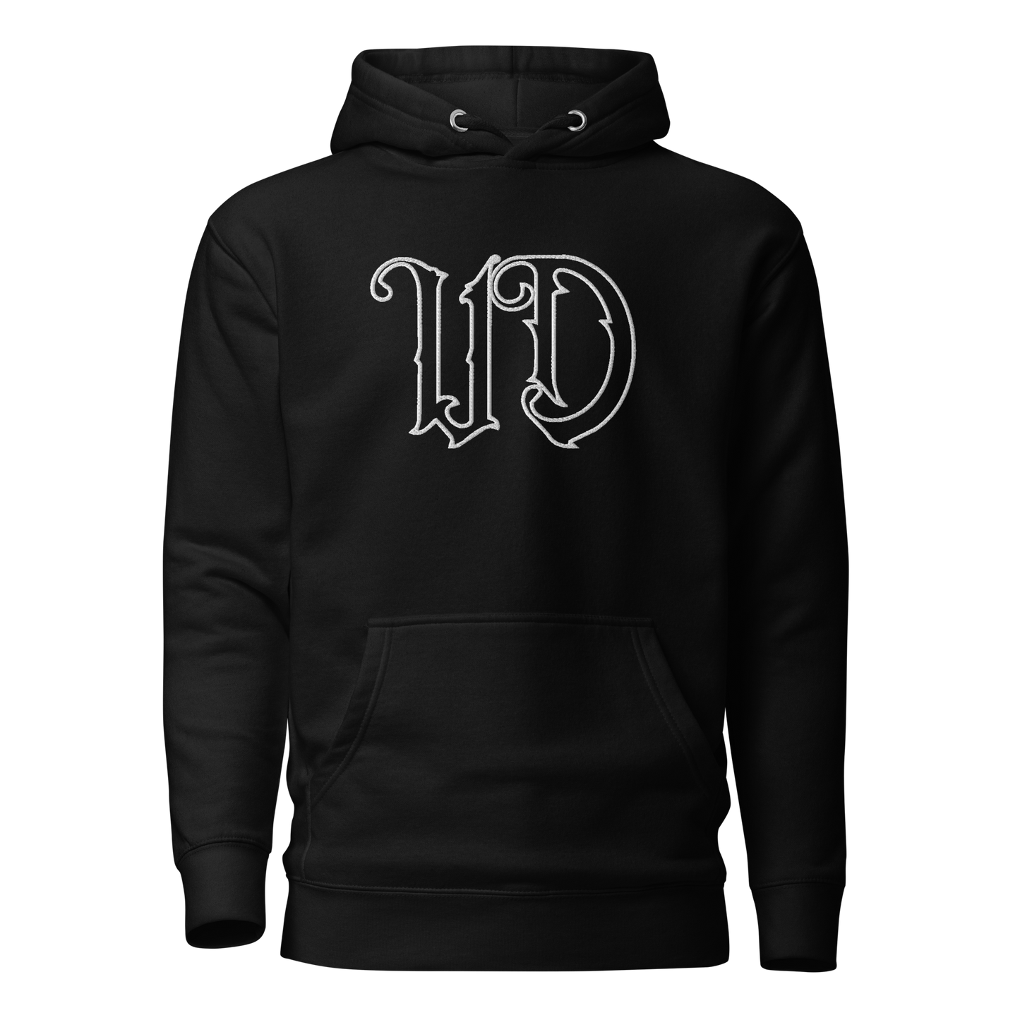 UNIFERENT EMBROIDERED LARGE Centre chest white Unisex Premium Hoodie (43)