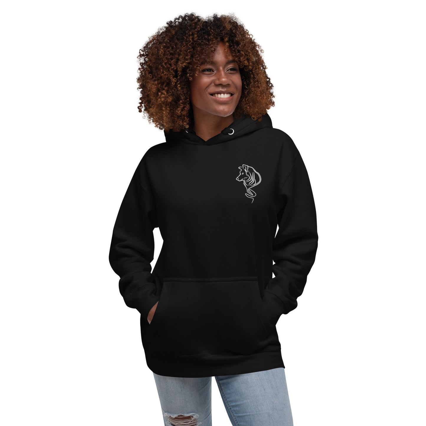 UNIFERENT DARK SKIES Embroidered Wolf Dark Unisex Hoodie (113)