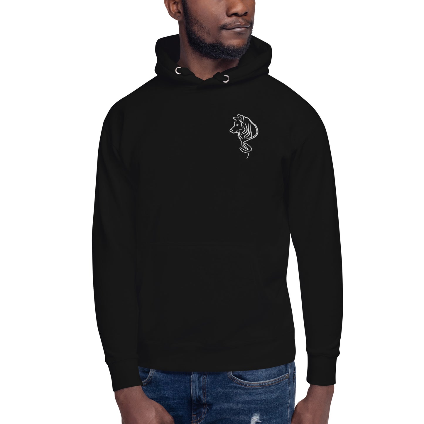 UNIFERENT DARK SKIES Embroidered Wolf Dark Unisex Hoodie (113)