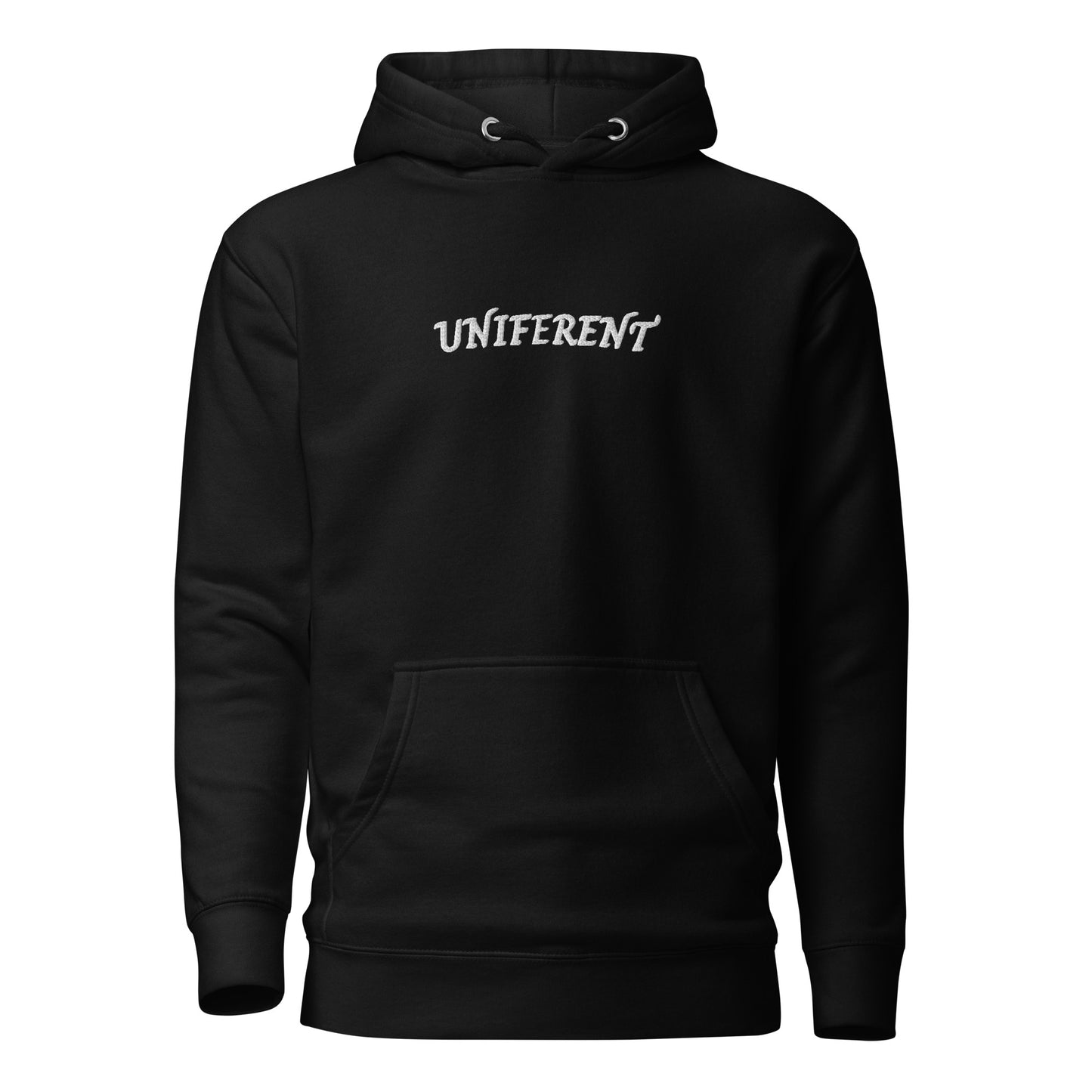 UNIFERENT EMB FULL Centre Small Logo Curved Dark Unisex Premium Hoodie (138)