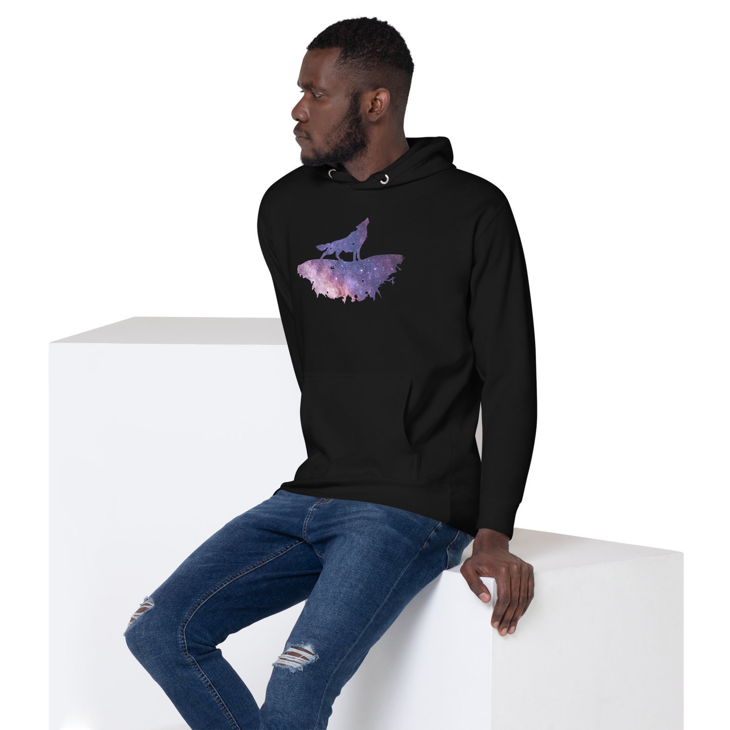 THE UNIFERENT DARK Skies Wolf One Dark Unisex Hoodie (107)