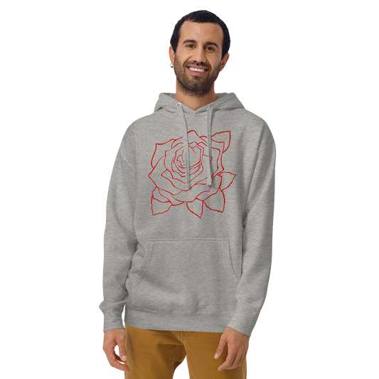 UNIFERENT VALENTINE RED rose with red back logo light Unisex Hoody (85)