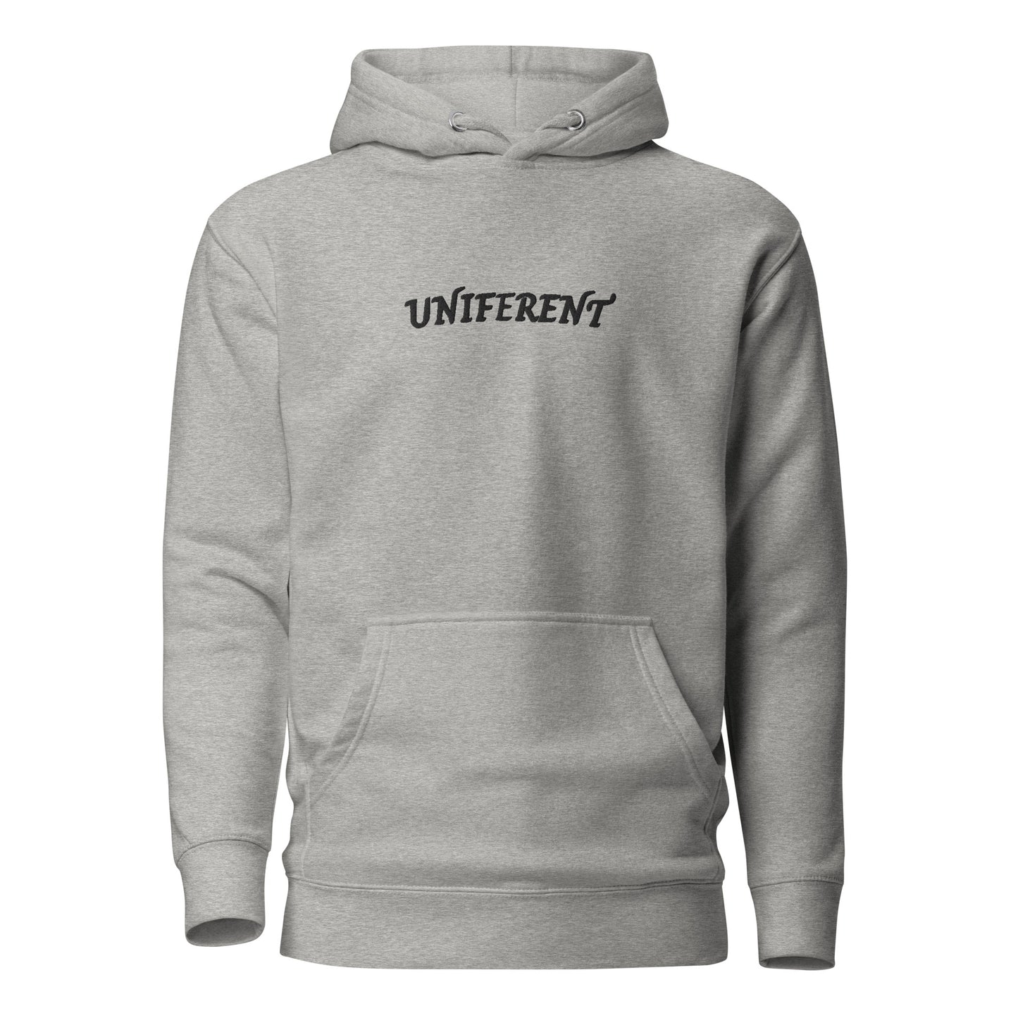 UNIFERENT EMB FULL Centre Small Logo Curved Light Unisex Premium Hoodie (137)