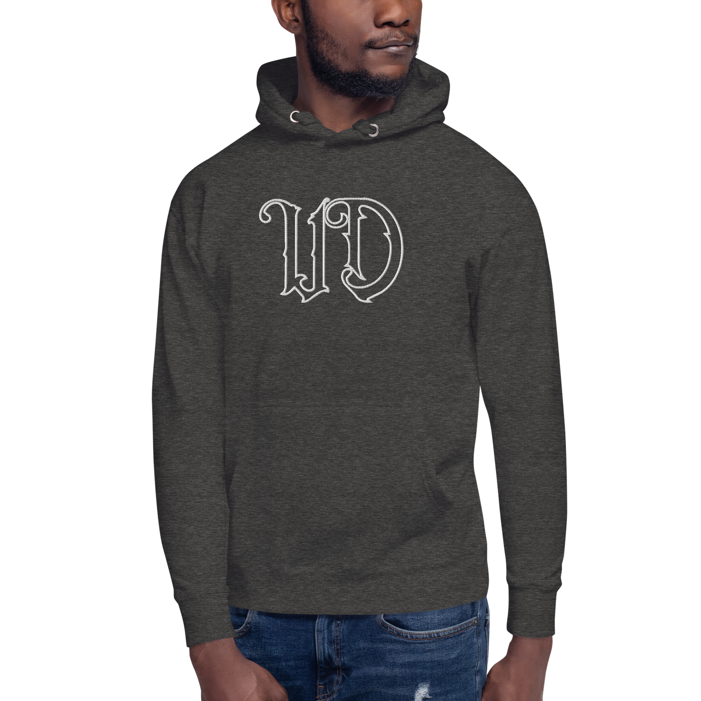 UNIFERENT EMBROIDERED LARGE Centre chest white Unisex Premium Hoodie (43)