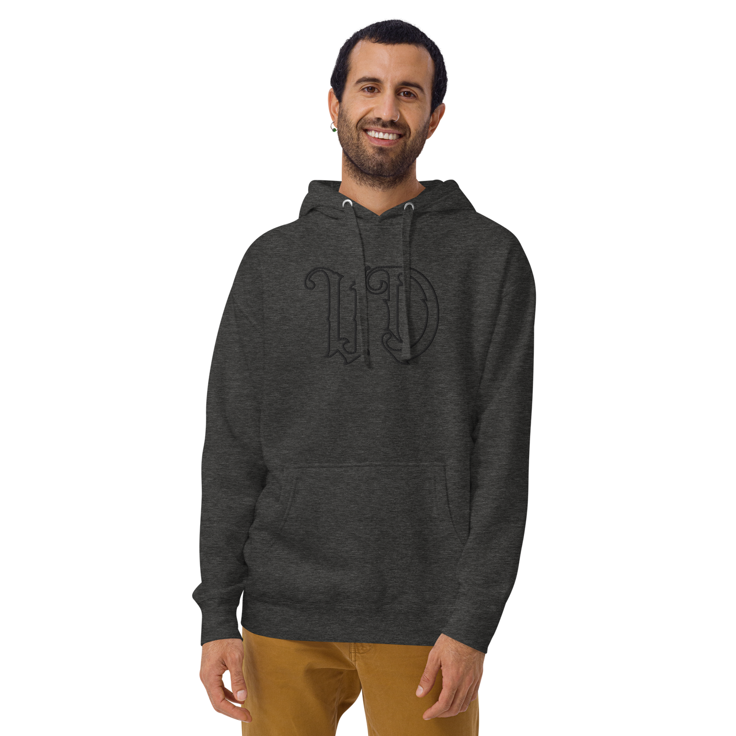 UNIFERENT EMBROIDERED LARGE center chest black Unisex Premium Hoodie (44)