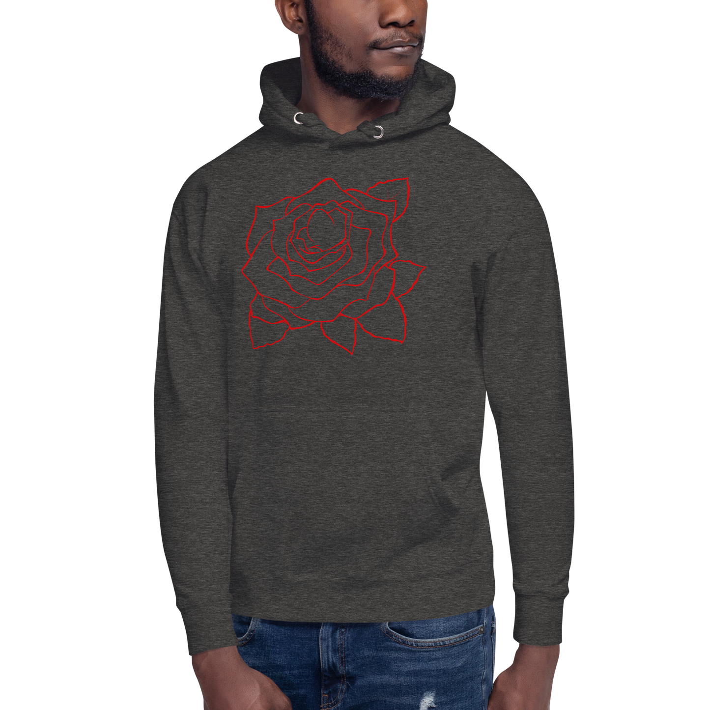 UNIFERENT VALENTINE RED rose with red back logo dark Unisex Hoody (86)