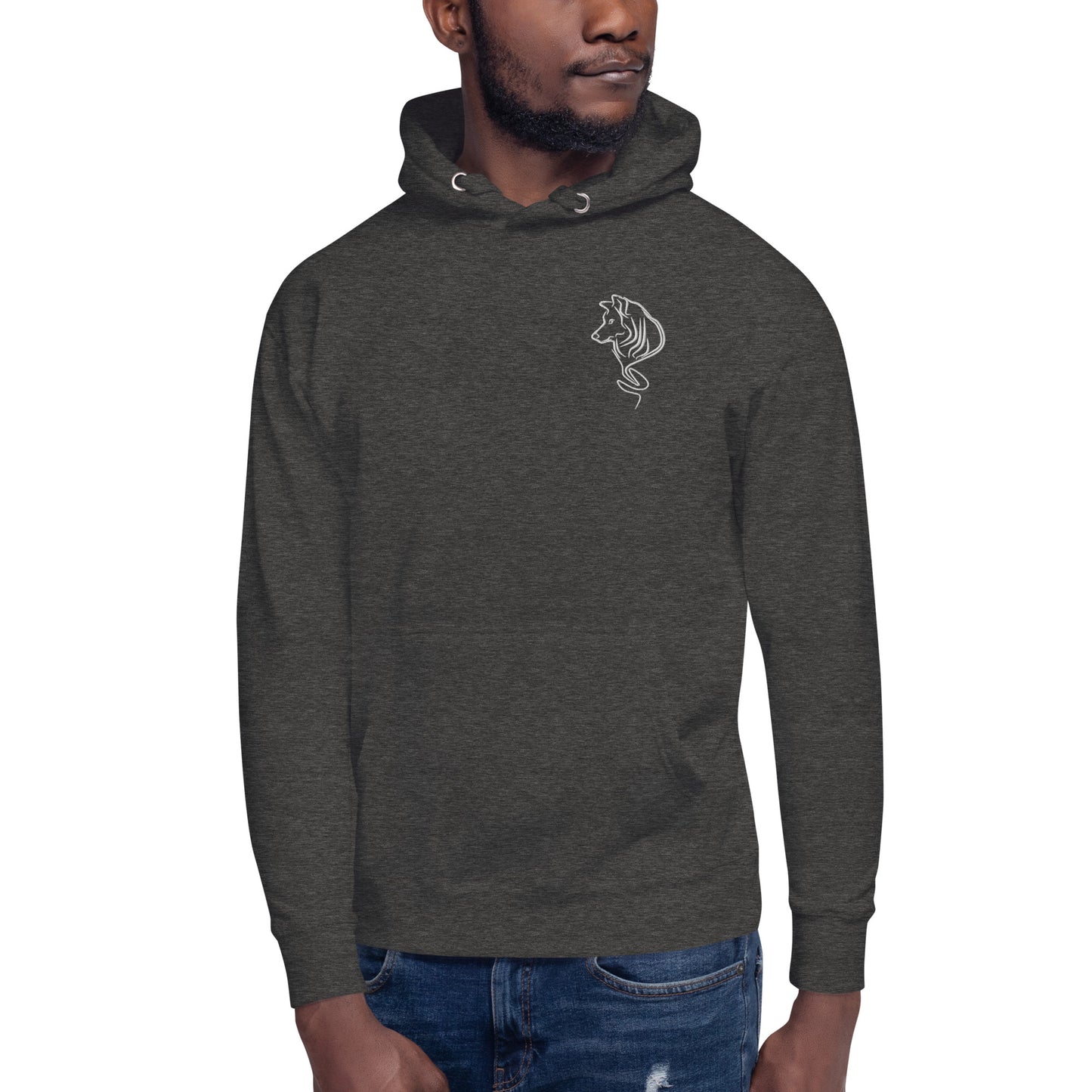 UNIFERENT DARK SKIES Embroidered Wolf Dark Unisex Hoodie (113)