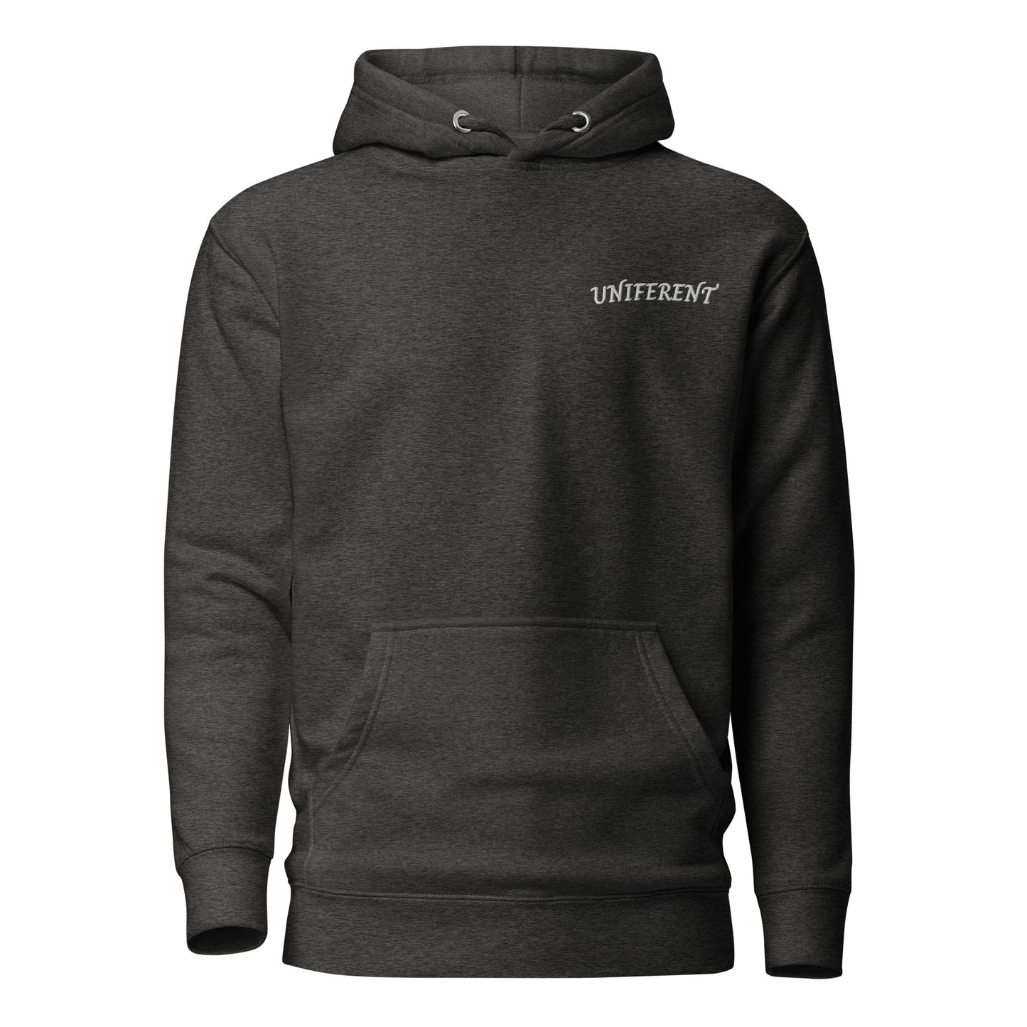 UNIFERENT EMB FULL Left Logo Curved Dark Unisex Premium Hoodie (128)