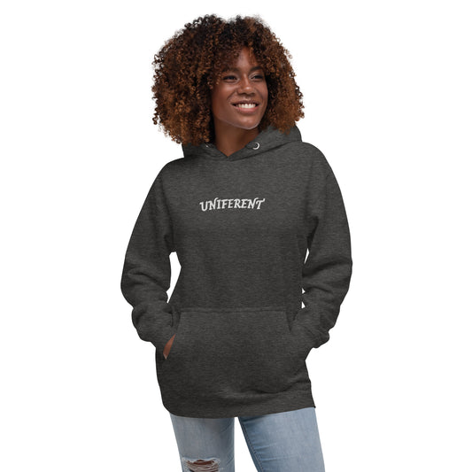 UNIFERENT EMB FULL Centre Small Logo Curved Dark Unisex Premium Hoodie (138)