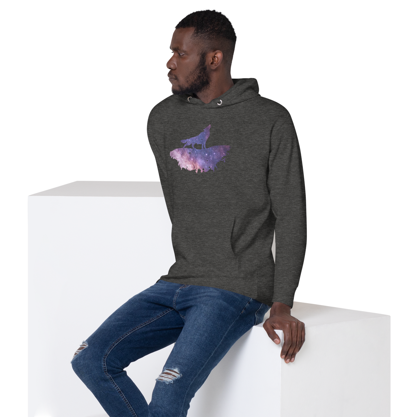 THE UNIFERENT DARK Skies Wolf One Dark Unisex Hoodie (107)