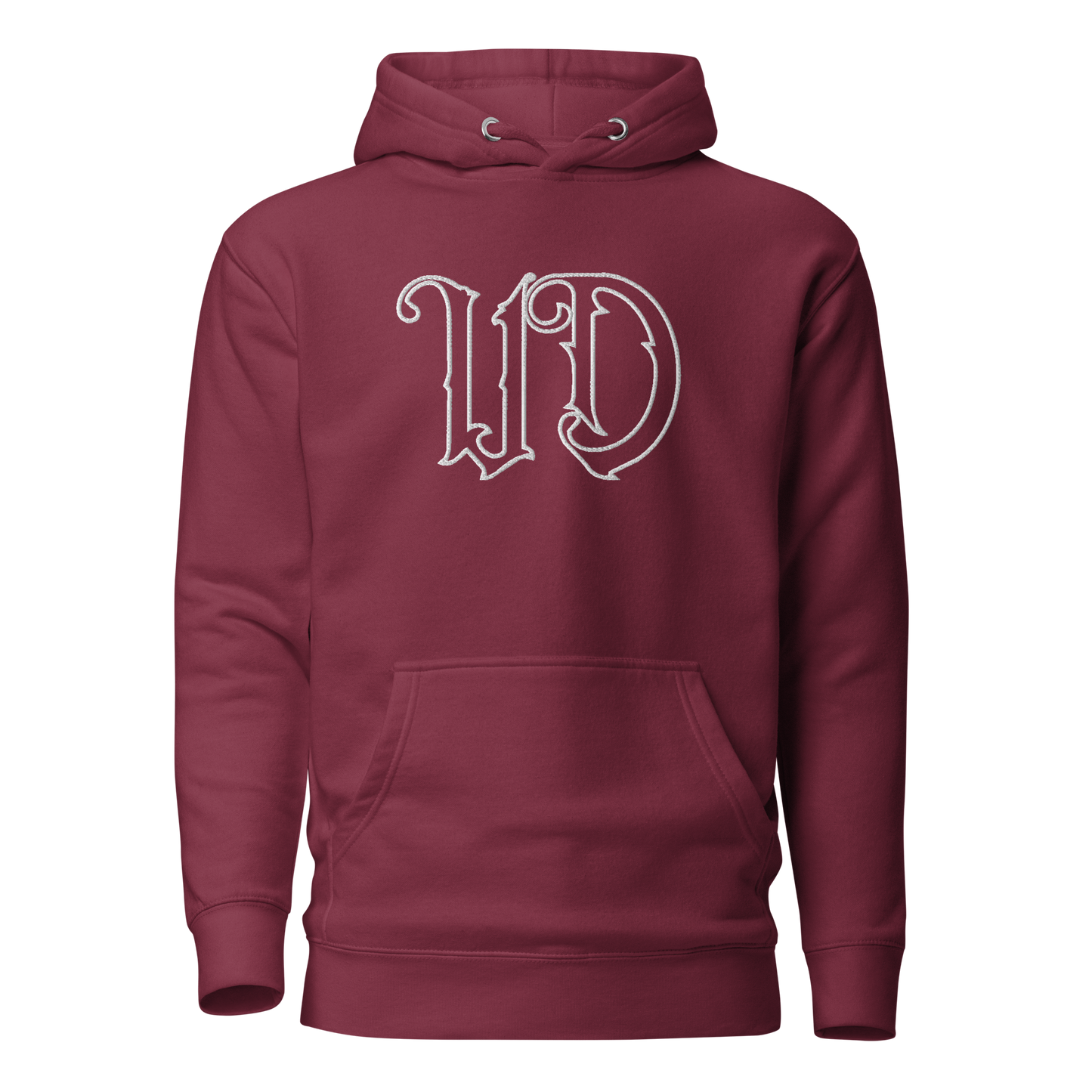 UNIFERENT EMBROIDERED LARGE Centre chest white Unisex Premium Hoodie (43)