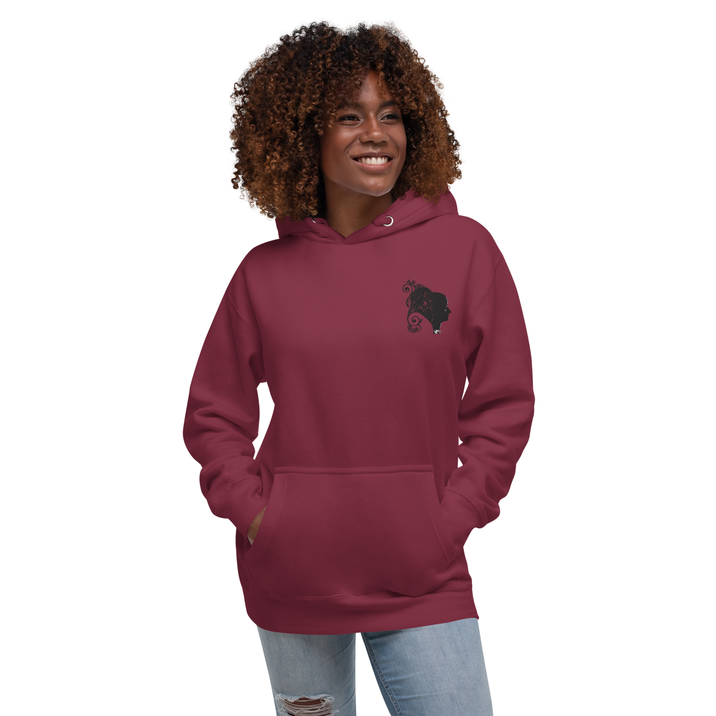 UNIFERENT VALENTINE HER Embroidered Dark Unisex Hoodie (105)
