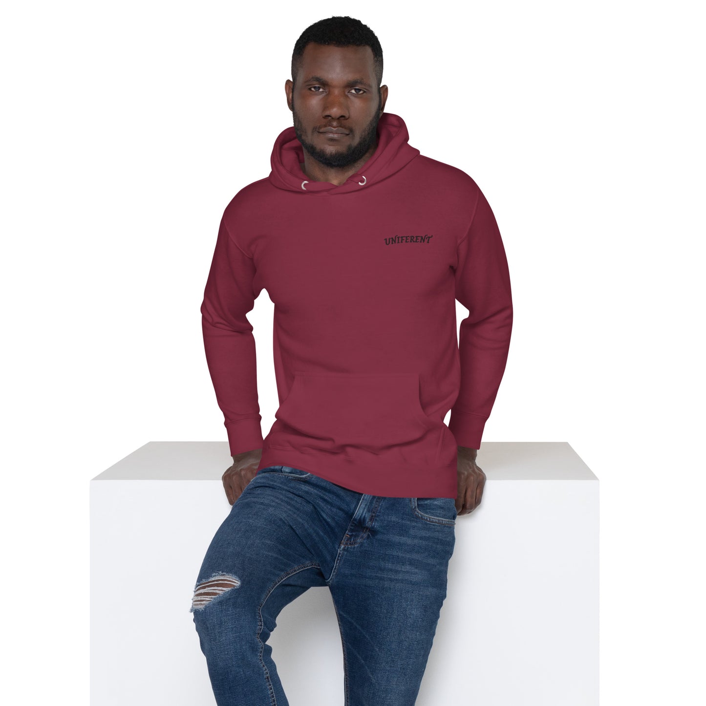 UNIFERENT EMB FULL Left Logo Curved Light Unisex Premium Hoodie (127)