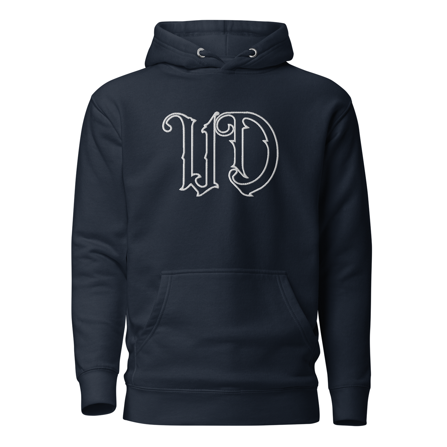 UNIFERENT EMBROIDERED LARGE Centre chest white Unisex Premium Hoodie (43)