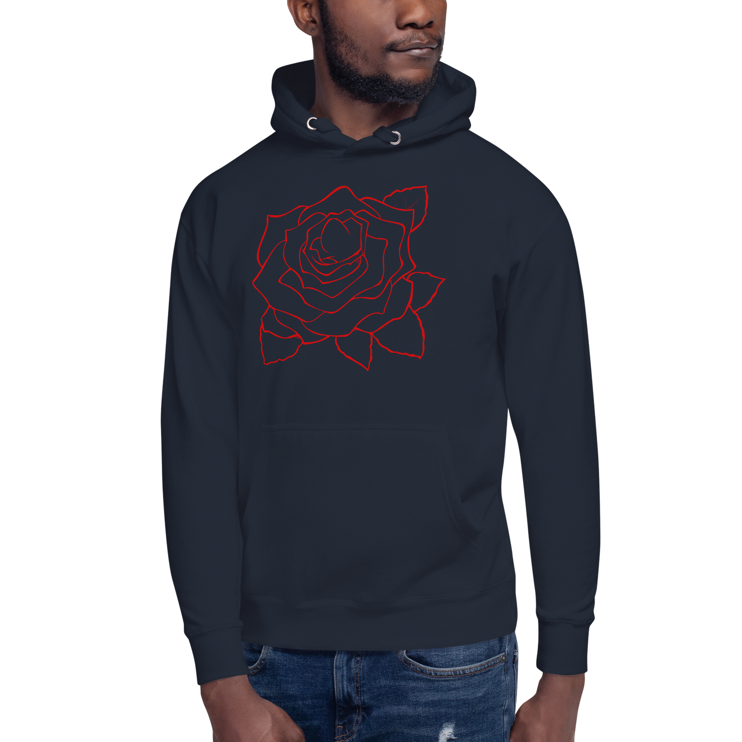 UNIFERENT VALENTINE RED rose with red back logo dark Unisex Hoody (86)