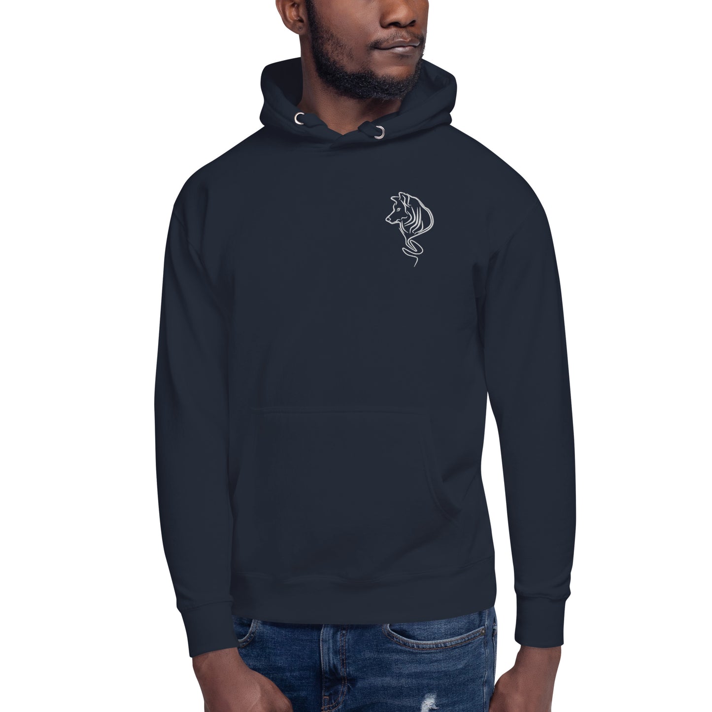 UNIFERENT DARK SKIES Embroidered Wolf Dark Unisex Hoodie (113)