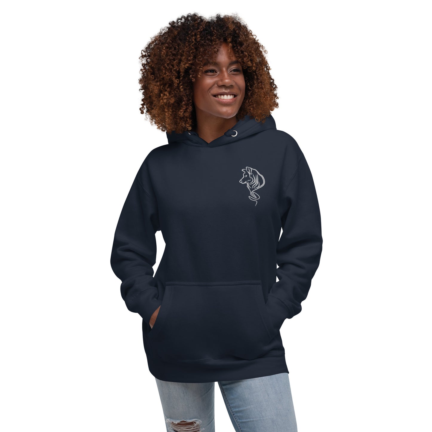 UNIFERENT DARK SKIES Embroidered Wolf Dark Unisex Hoodie (113)