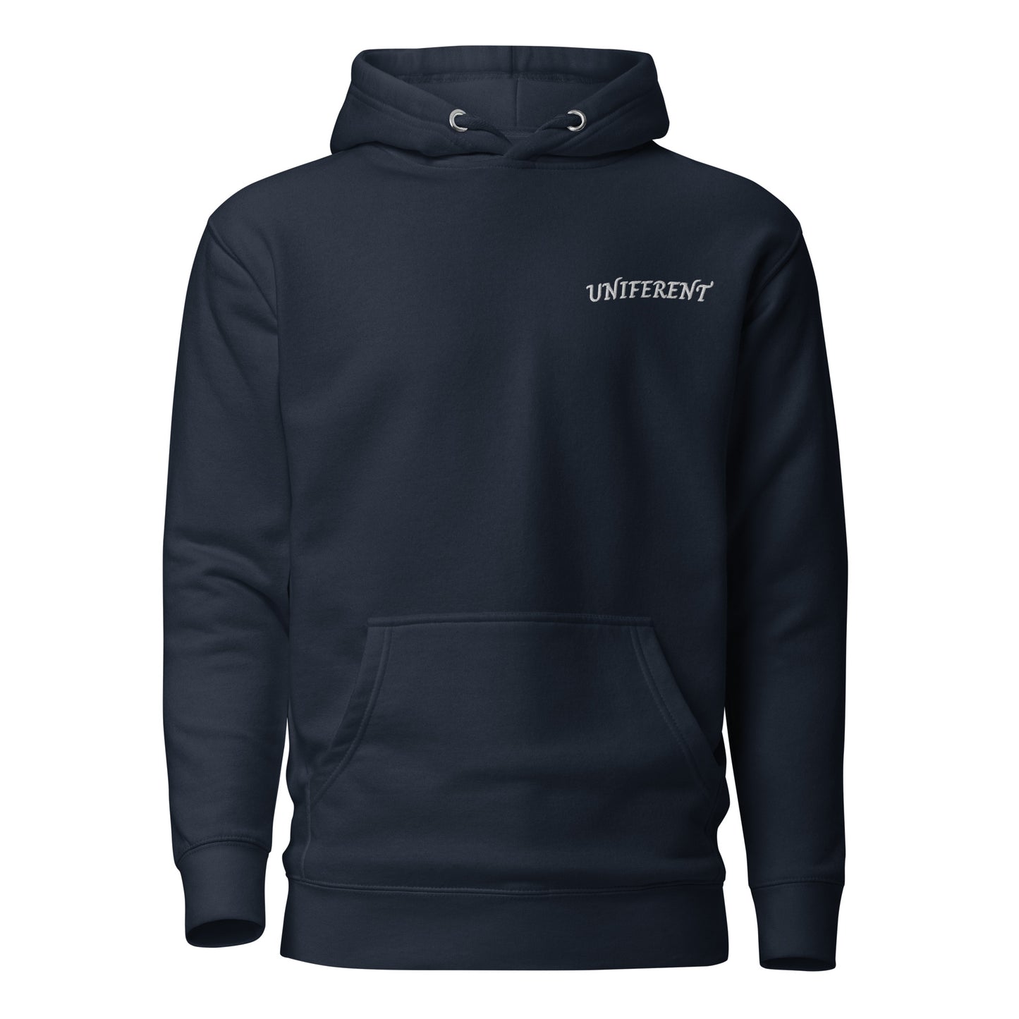 UNIFERENT EMB FULL Left Logo Curved Dark Unisex Premium Hoodie (128)