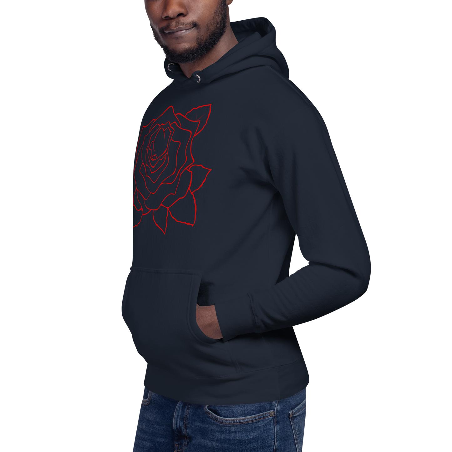 UNIFERENT VALENTINE RED rose with red back logo dark Unisex Hoody (86)