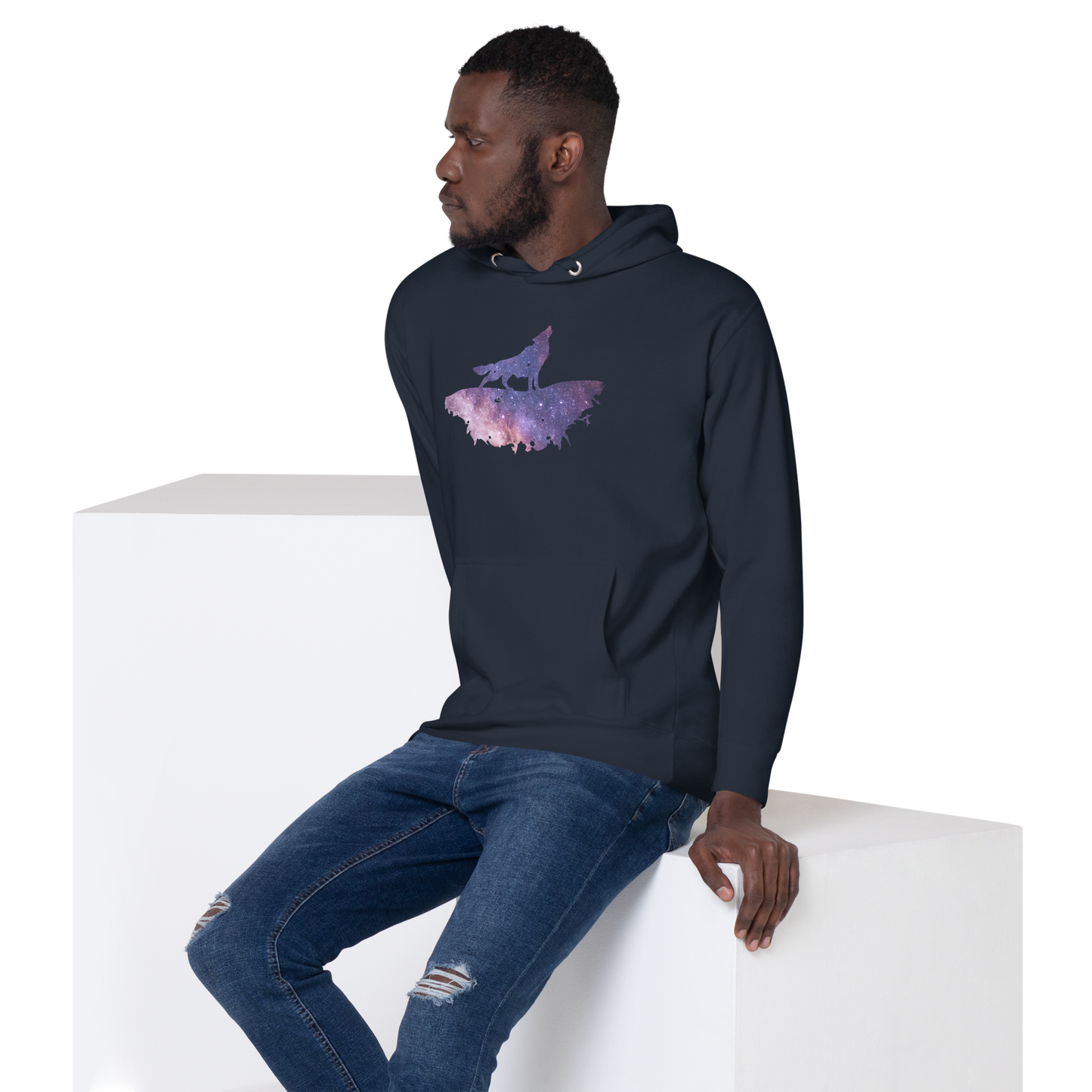 THE UNIFERENT DARK Skies Wolf One Dark Unisex Hoodie (107)