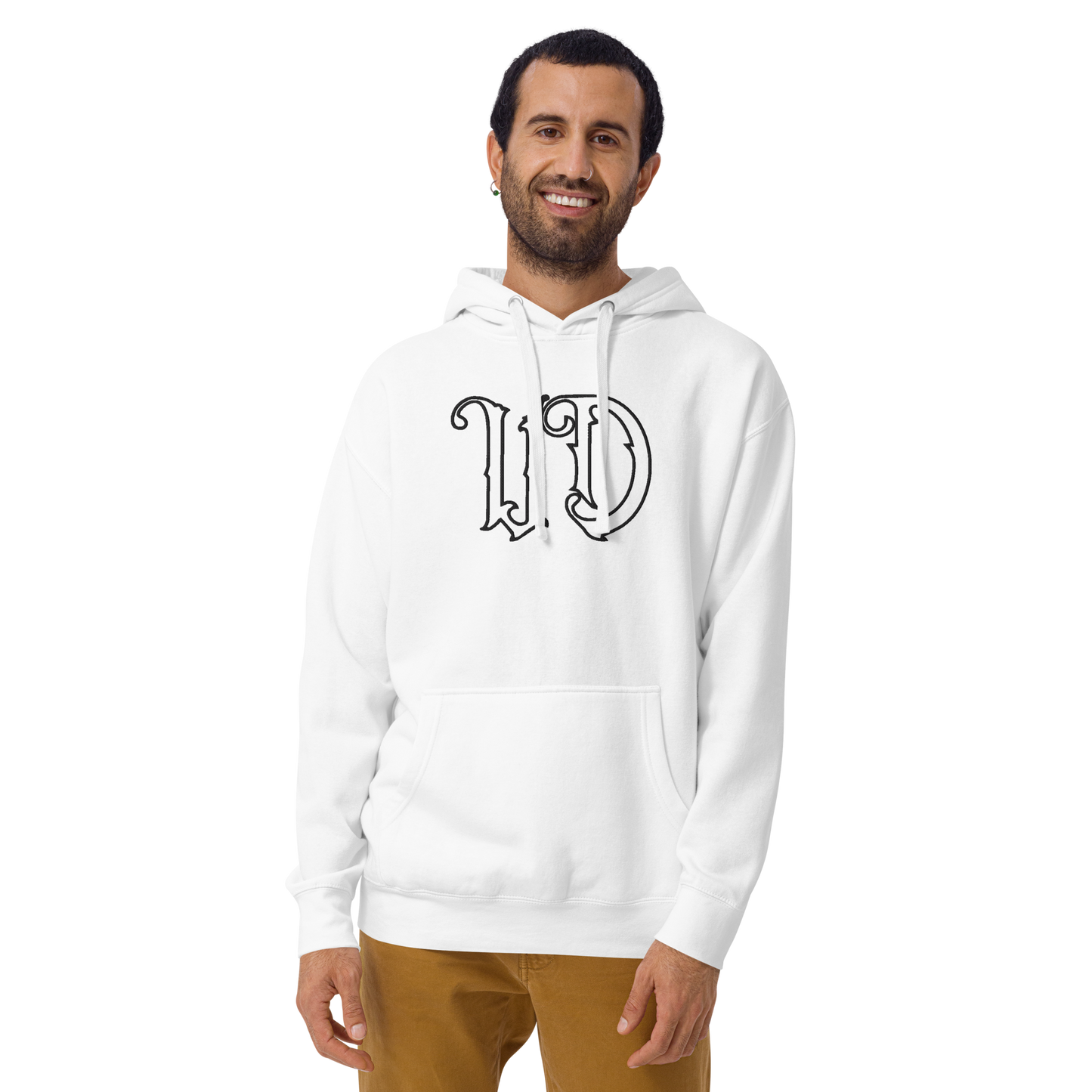 UNIFERENT EMBROIDERED LARGE center chest black Unisex Premium Hoodie (44)