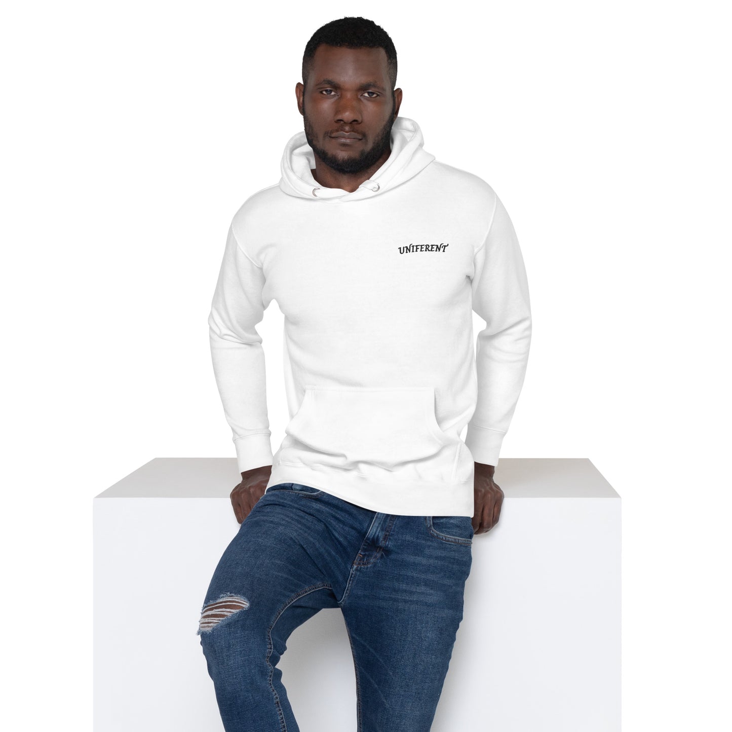 UNIFERENT EMB FULL Left Logo Curved Light Unisex Premium Hoodie (127)