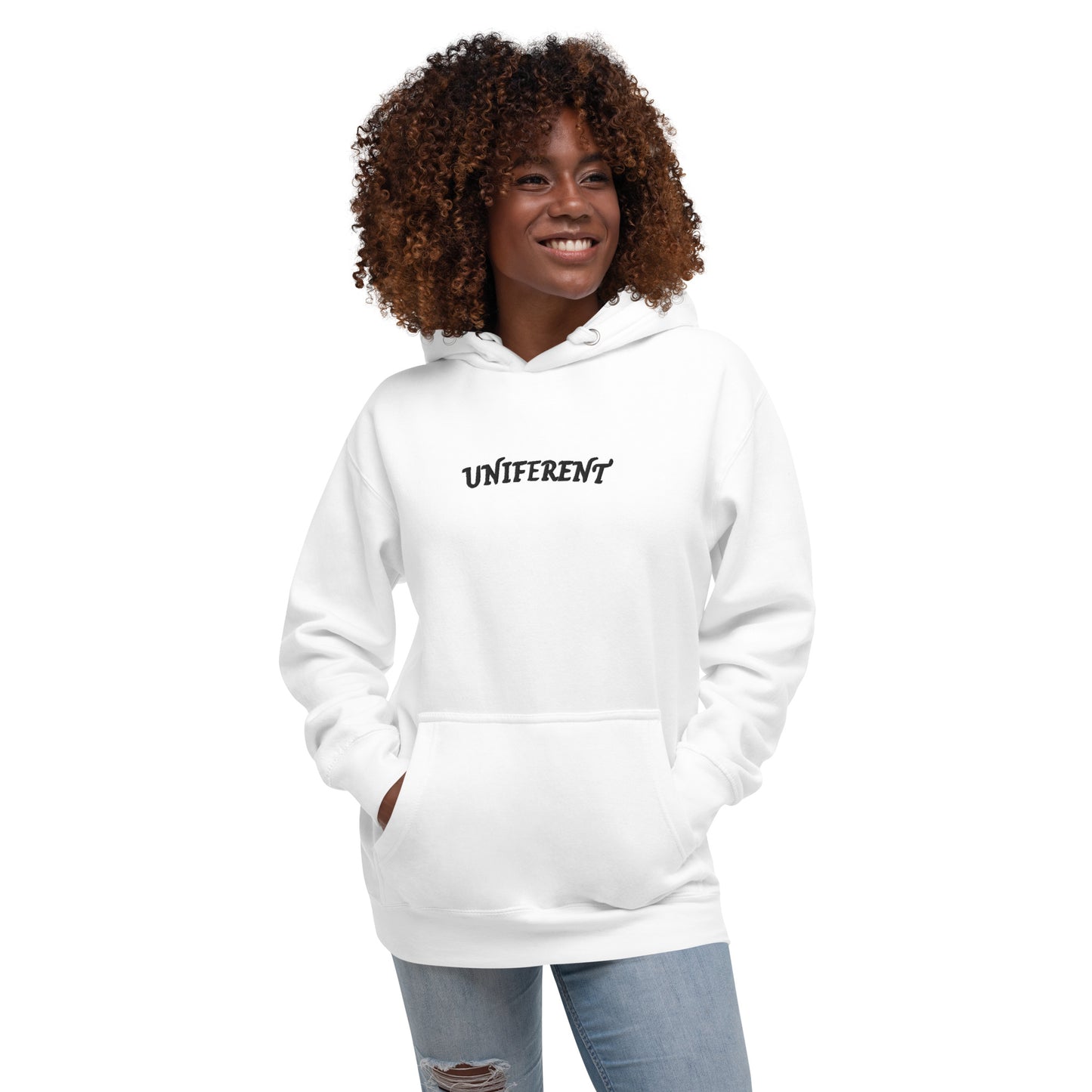 UNIFERENT EMB FULL Centre Small Logo Curved Light Unisex Premium Hoodie (137)