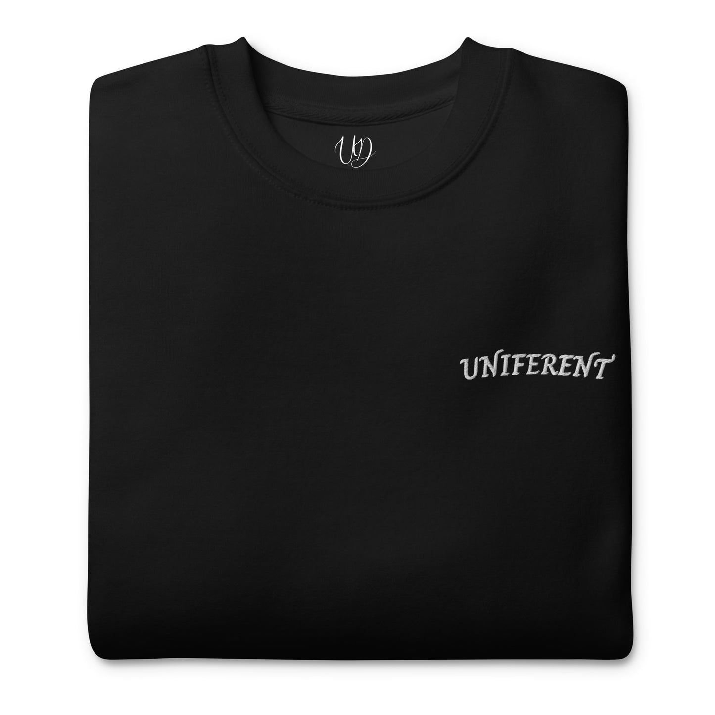 UNIFERENT EMB FULL Left Logo Curved Dark Unisex Premium Sweatshirt (130)