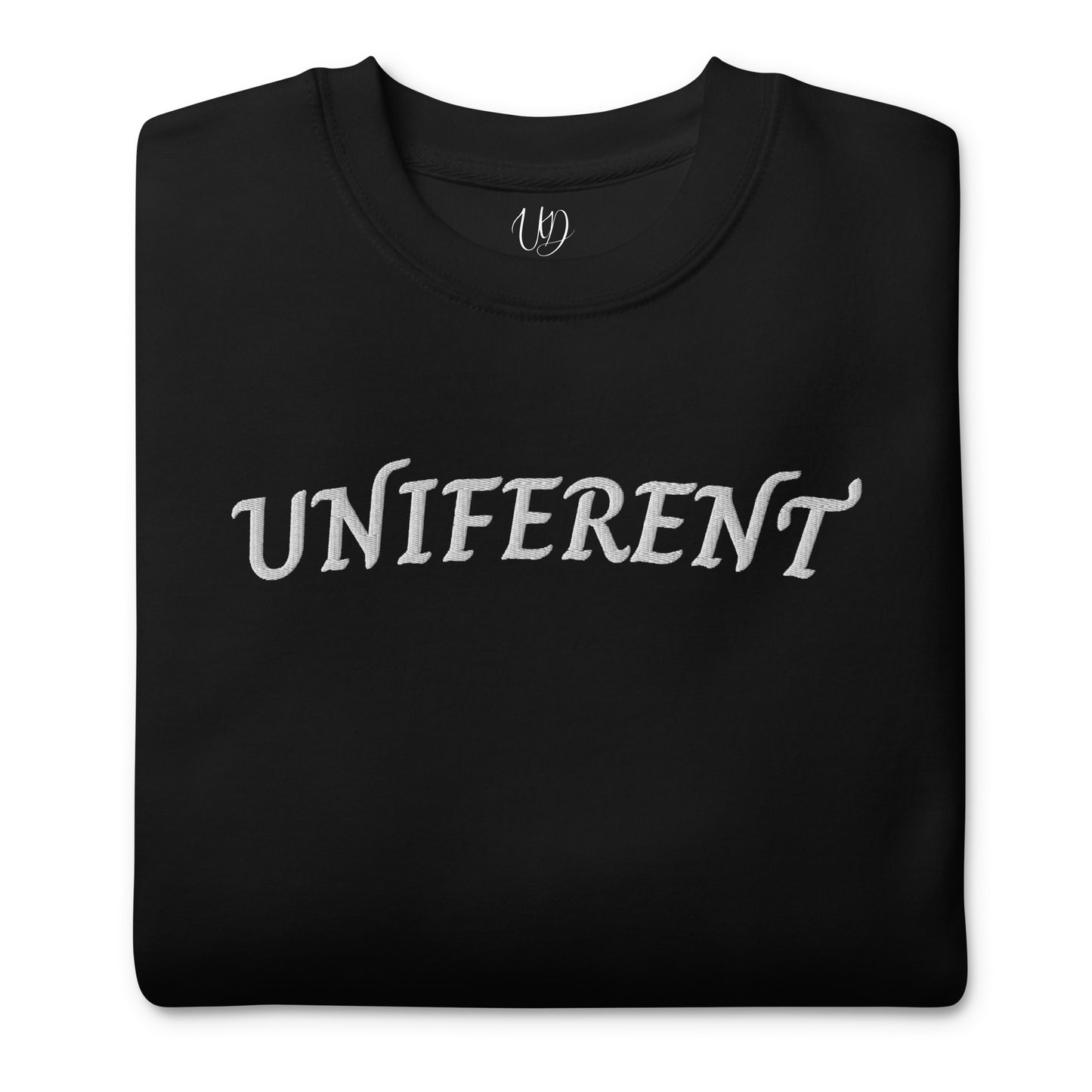 UNIFERENT EMB FULL Centre Curved Logo Dark Unisex Premium Sweatshirt (134)