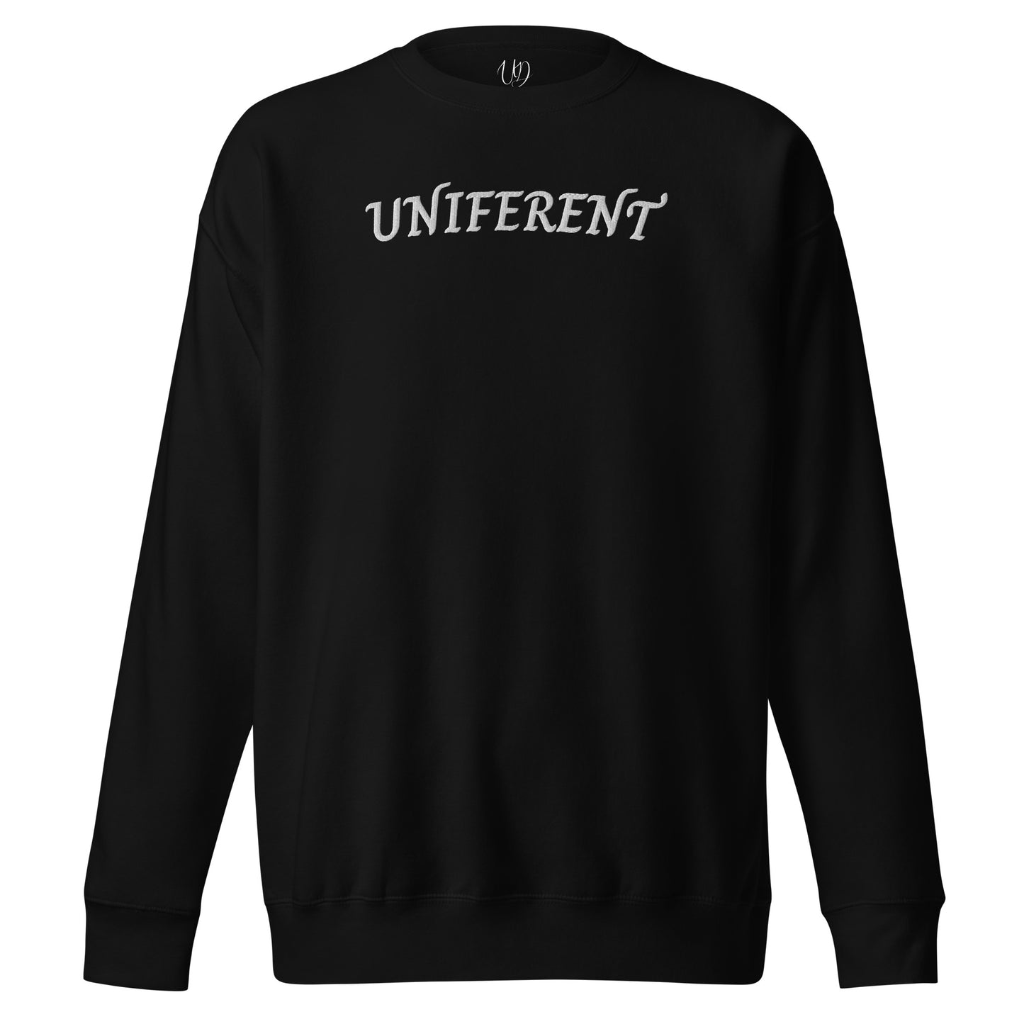 UNIFERENT EMB FULL Centre Curved Logo Dark Unisex Premium Sweatshirt (134)