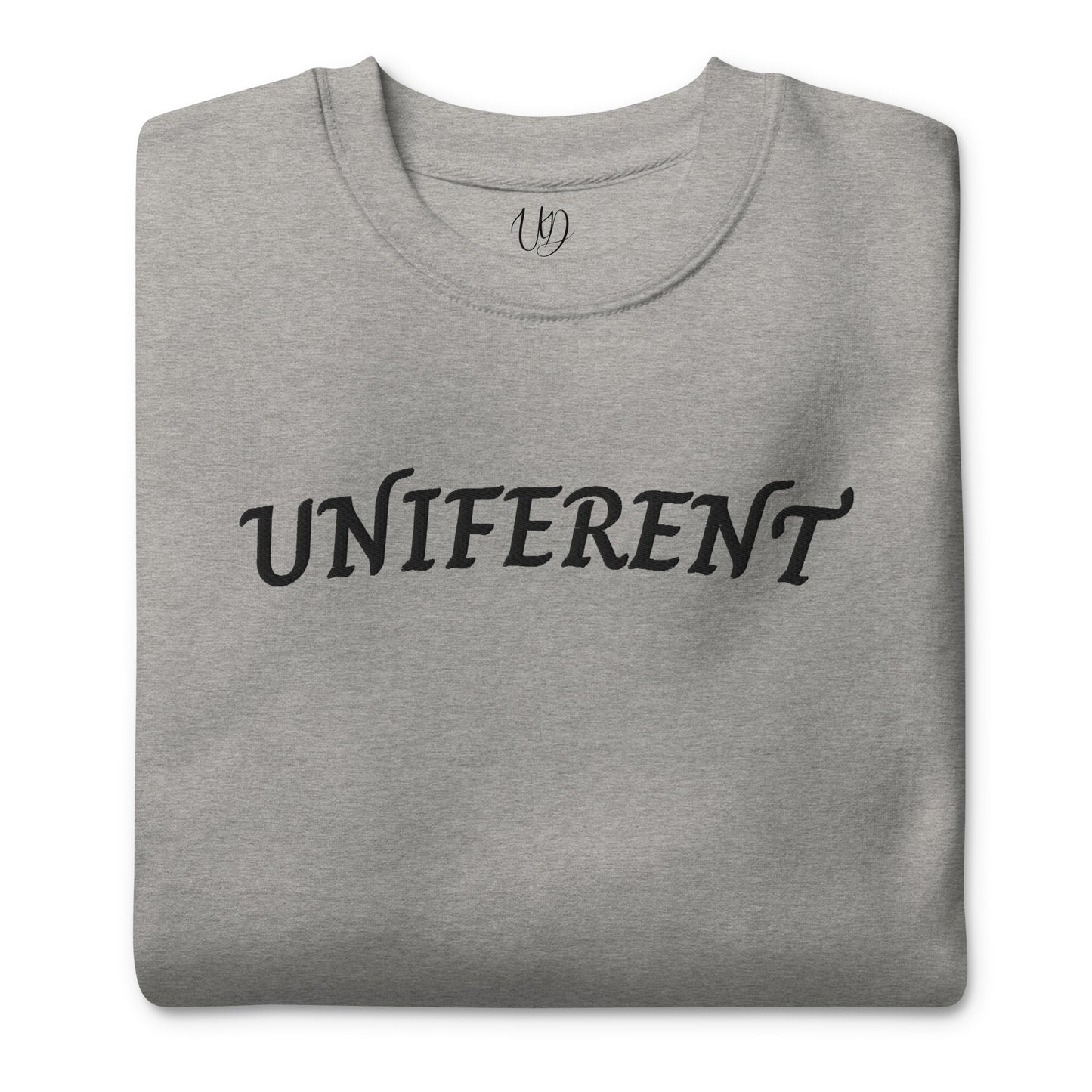 UNIFERENT EMB FULL Centre Curved Logo Light Unisex Premium Sweatshirt (133)