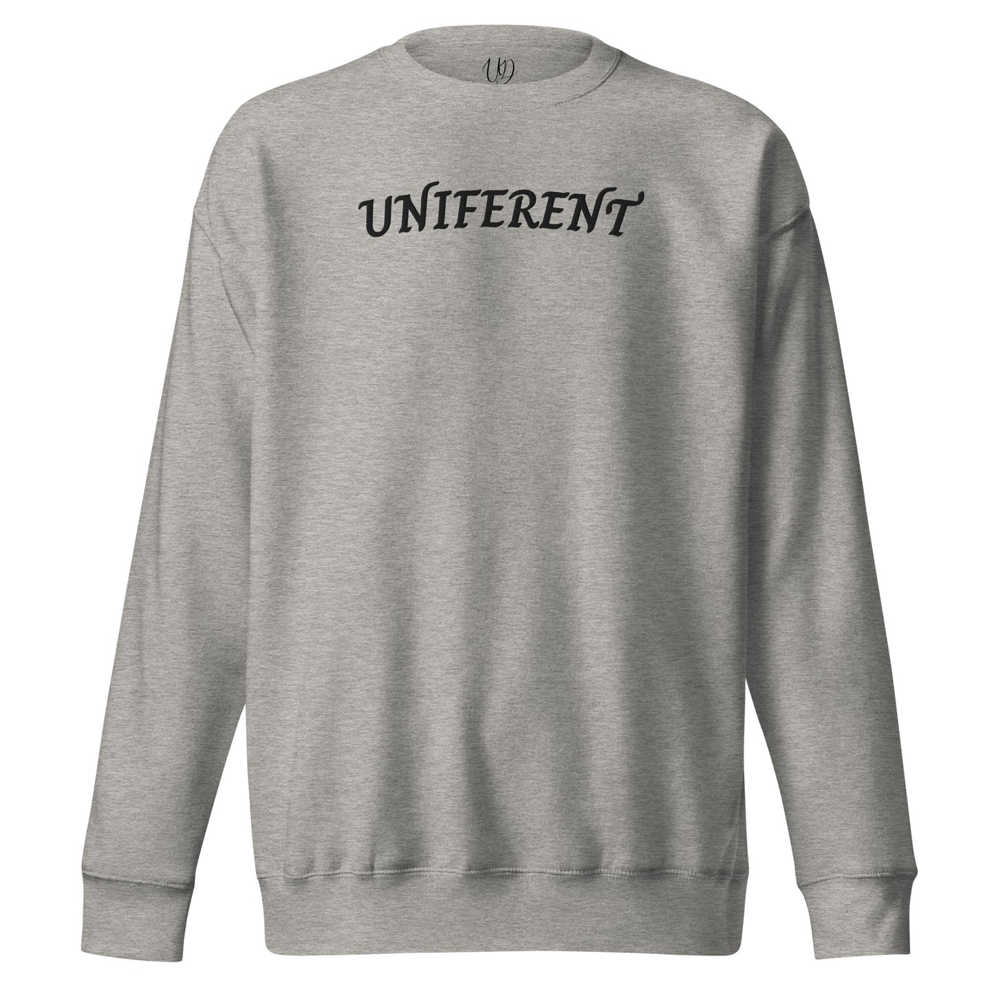 UNIFERENT EMB FULL Centre Curved Logo Light Unisex Premium Sweatshirt (133)