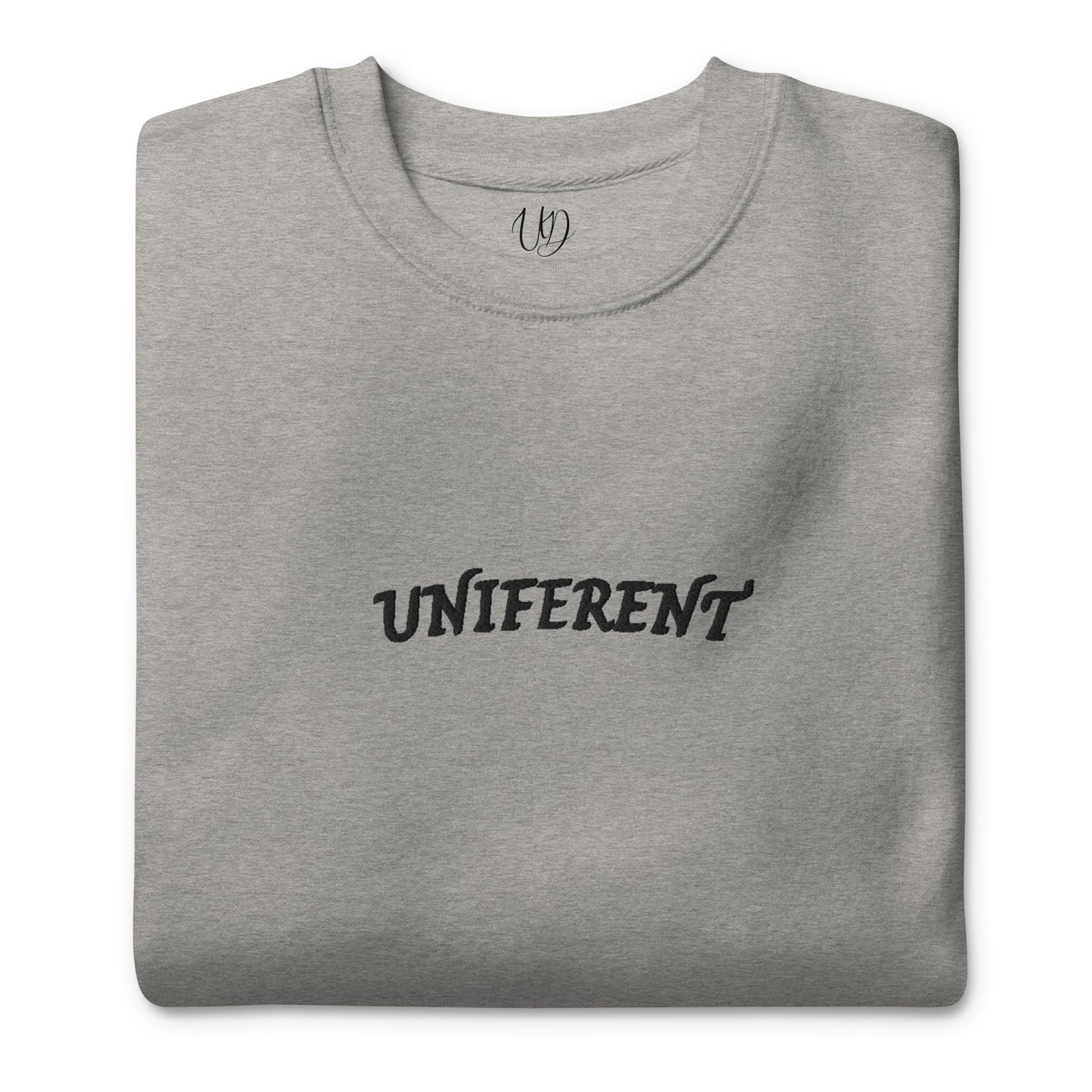 UNIFERENT EMB FULL Centre Small Logo Curved Light Unisex Premium Sweatshirt (135)