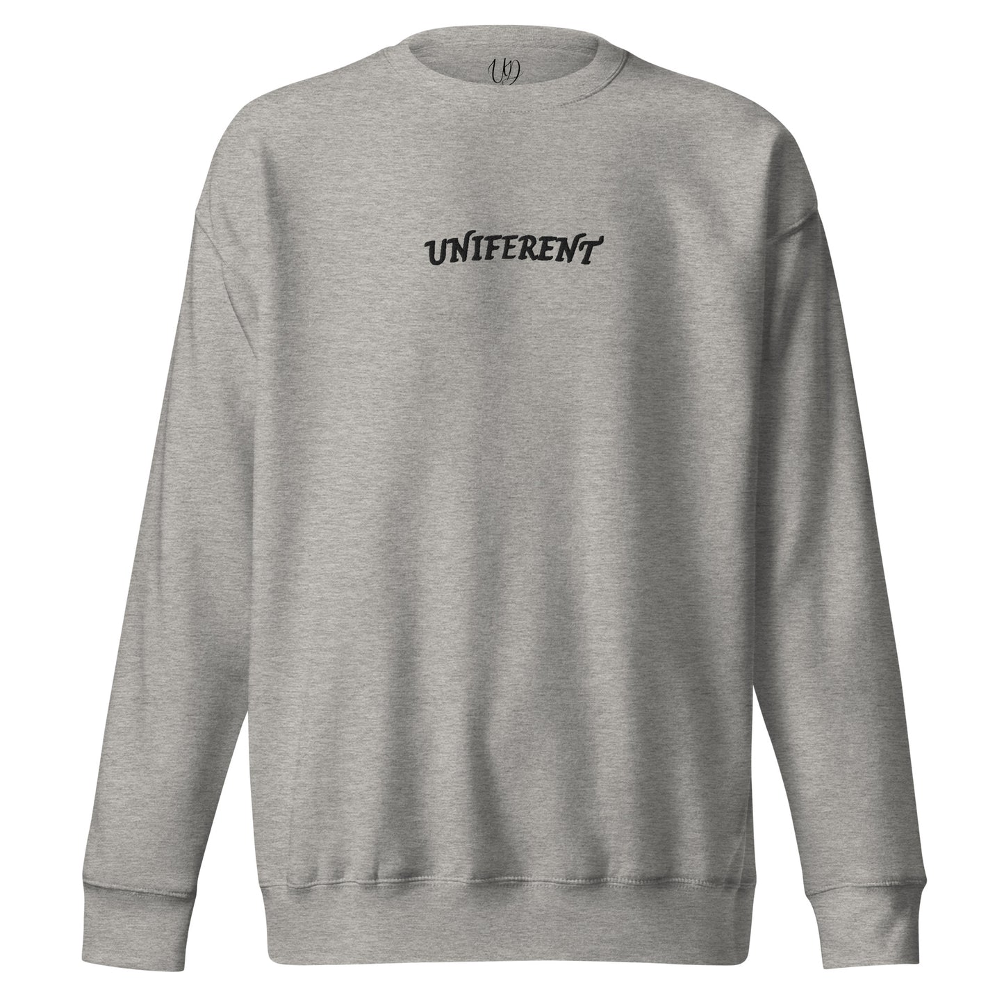 UNIFERENT EMB FULL Centre Small Logo Curved Light Unisex Premium Sweatshirt (135)