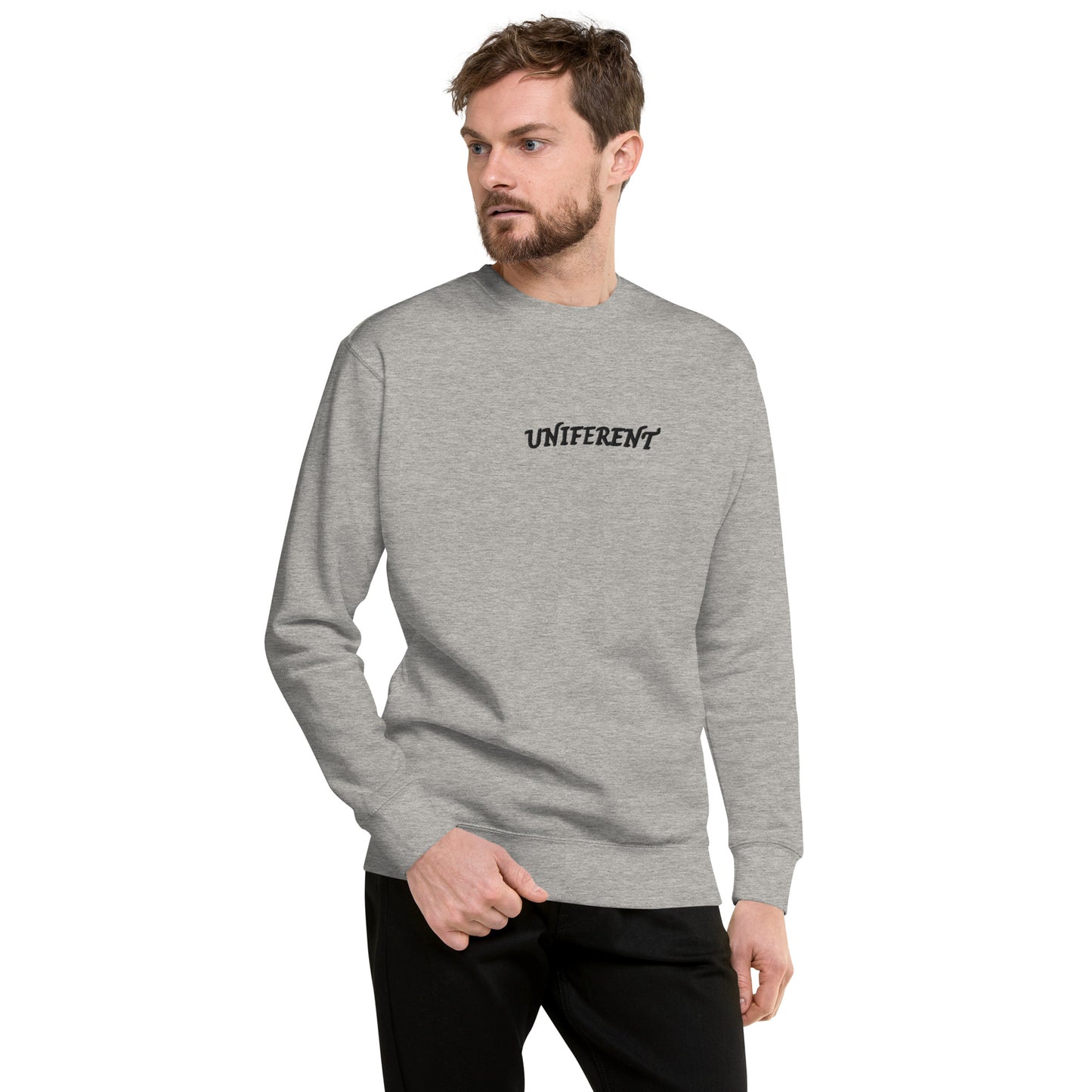 UNIFERENT EMB FULL Centre Small Logo Curved Light Unisex Premium Sweatshirt (135)