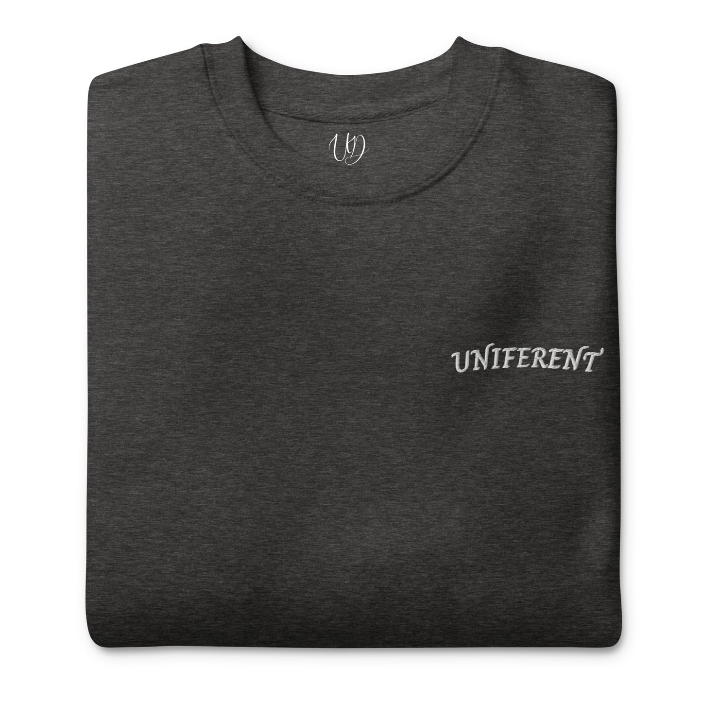 UNIFERENT EMB FULL Left Logo Curved Dark Unisex Premium Sweatshirt (130)