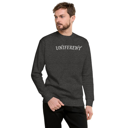 UNIFERENT EMB FULL Centre Curved Logo Dark Unisex Premium Sweatshirt (134)