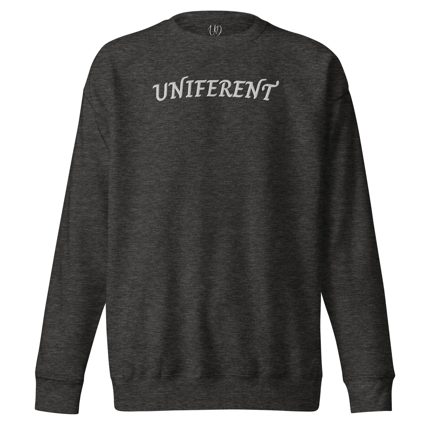 UNIFERENT EMB FULL Centre Curved Logo Dark Unisex Premium Sweatshirt (134)