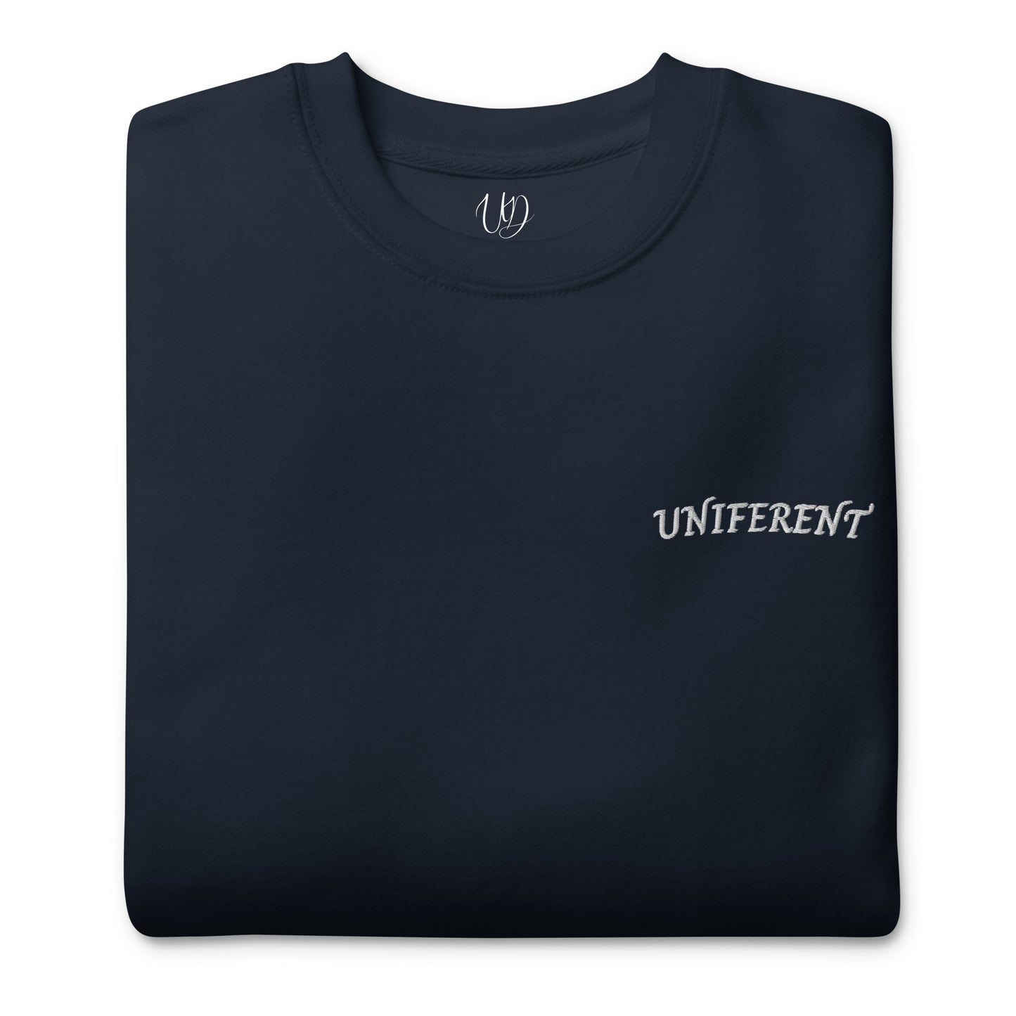 UNIFERENT EMB FULL Left Logo Curved Dark Unisex Premium Sweatshirt (130)