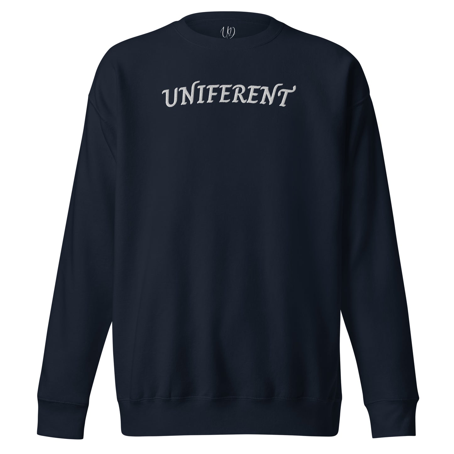 UNIFERENT EMB FULL Centre Curved Logo Dark Unisex Premium Sweatshirt (134)