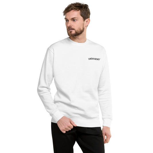 UNIFERENT EMB FULL Left Logo Curved Light Unisex Premium Sweatshirt (129)