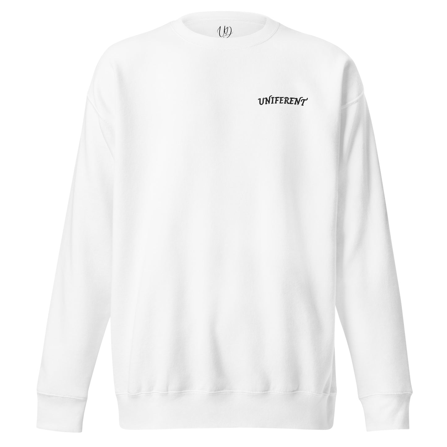 UNIFERENT EMB FULL Left Logo Curved Light Unisex Premium Sweatshirt (129)