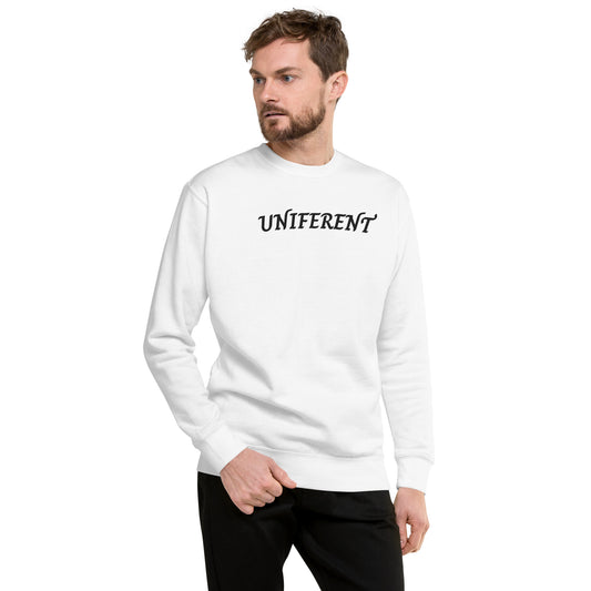 UNIFERENT EMB FULL Centre Curved Logo Light Unisex Premium Sweatshirt (133)