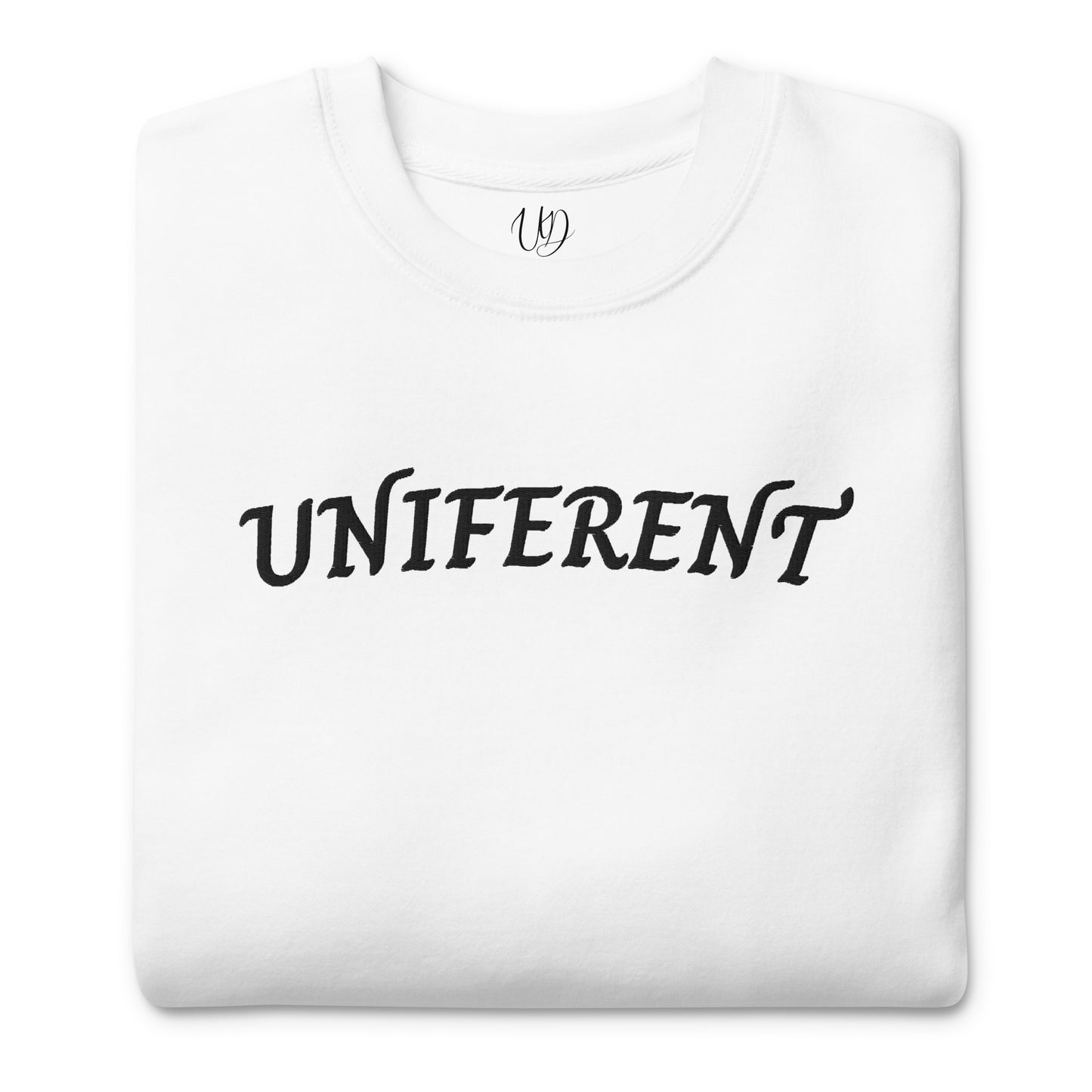UNIFERENT EMB FULL Centre Curved Logo Light Unisex Premium Sweatshirt (133)