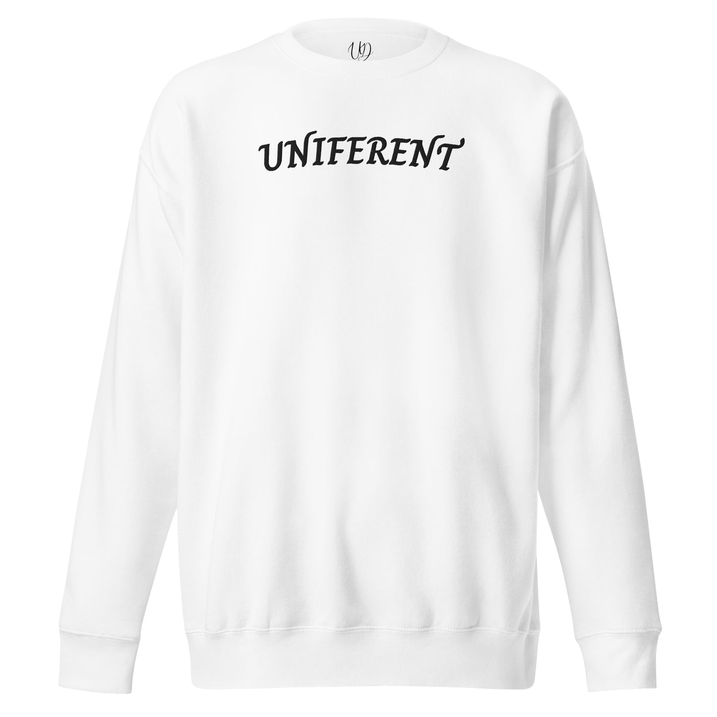 UNIFERENT EMB FULL Centre Curved Logo Light Unisex Premium Sweatshirt (133)