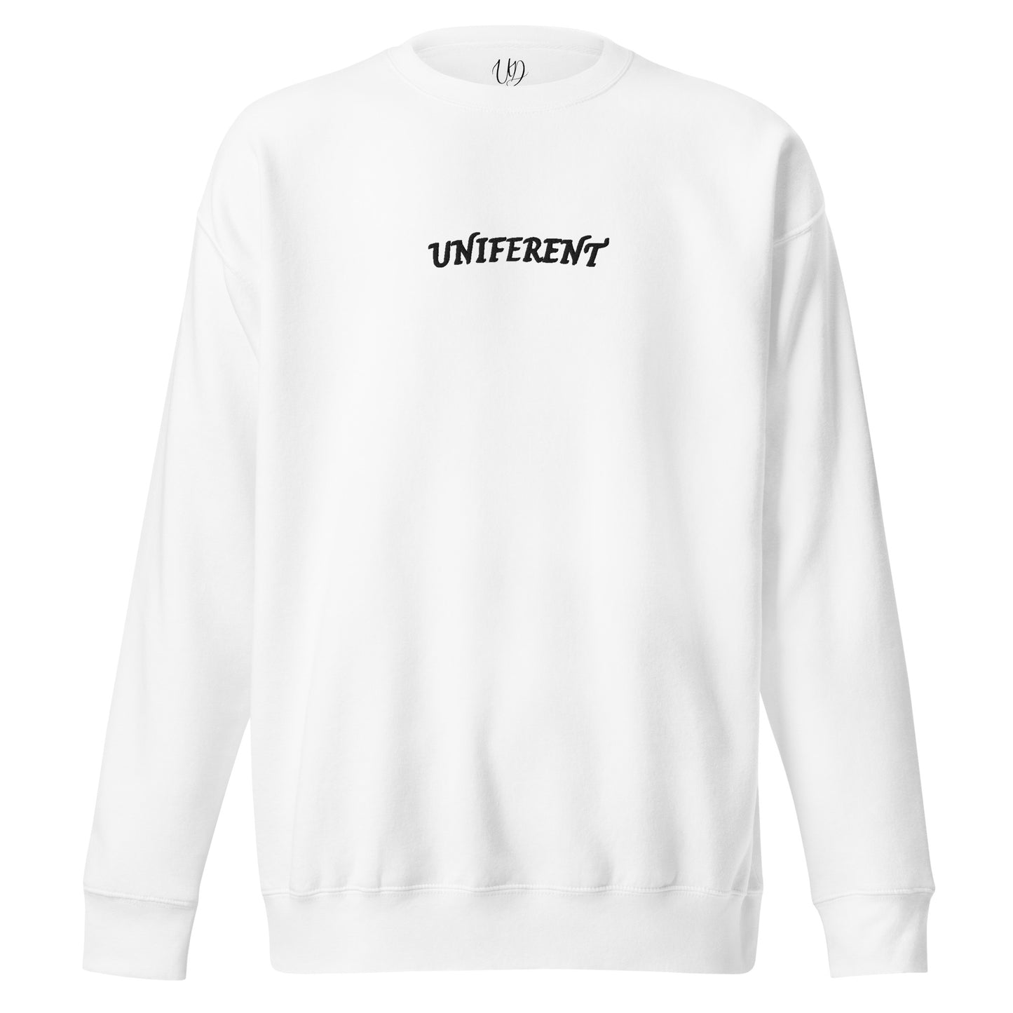 UNIFERENT EMB FULL Centre Small Logo Curved Light Unisex Premium Sweatshirt (135)